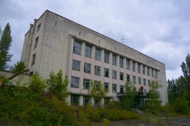 PRIPYAT CHERNOBYL UKRAINE 09 03: 17: Hayalet Şehir Pripyat 'ta Otel Polissya Çernobil kazasının yasaklama bölgesi tarihteki en feci nükleer santral kazasının enerjisine hakim