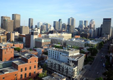MONTREAL CANADA JUNE 22: Bird eye view of downtown Montreal on June 22 2012. Downtown Montreal is the central business district of Montreal, Quebec, Canada.