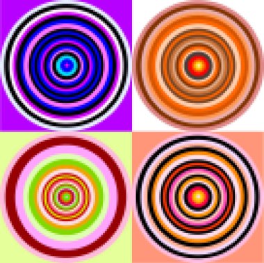 Şekerleme renklerinde daireleri olan bulanık piksel renksiz desen