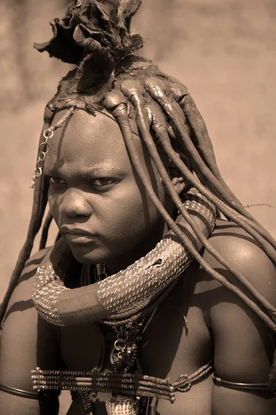 Khorixas Намібія Жовтня 2014 Неідентифікована Жінка Племені Хімба Хімба Корінні — стокове фото