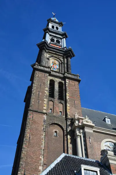 Amsterdam Netherland 2015 Bell Tower Biggest Church Amsterdam Built 1619 — Fotografia de Stock