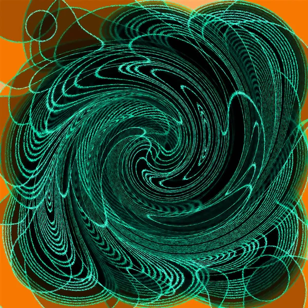 Verde Laranja Sem Costura Psicodélico Espiral Fractal Padrão Fundo — Fotografia de Stock