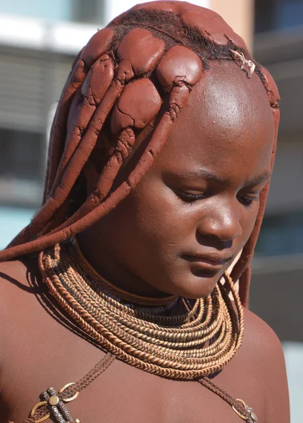 Windhoek Namibia Oktober 2014 Ongeïdentificeerde Vrouw Uit Himba Stam Himba — Stockfoto