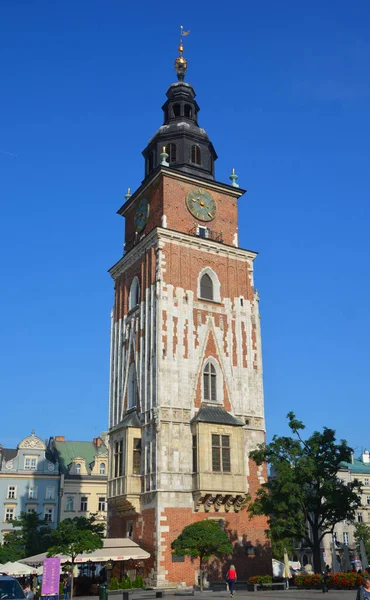 Kracow Poland Town Hall Tower One Main Focal Points Main — Stock Photo, Image