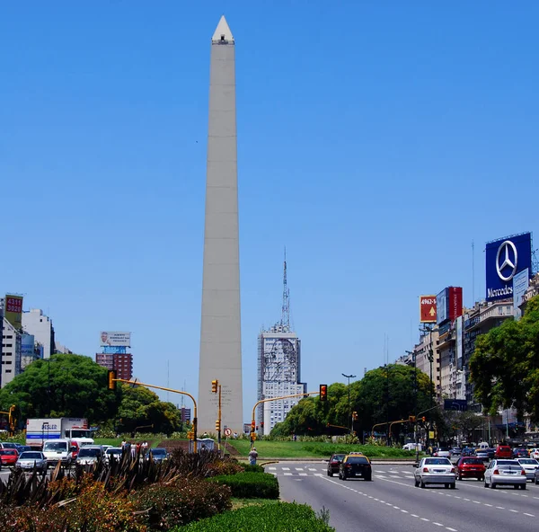 Buenos Argentina Obelisco Avenida Julio Arjantin Buenos Aires Şehrinde Yer — Stok fotoğraf