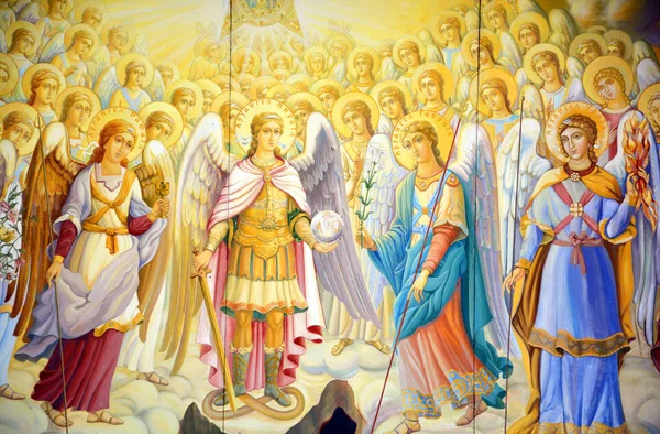 Kiev Ukraine Szent Mihály Aranykupolás Kolostor Falfestménye Egy Működő Kolostor — Stock Fotó