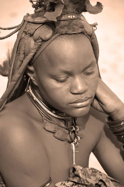 Swakopmund Namibia October 2014 Unidentified Woman Himba Tribe Himba Indigenous — Stock Photo, Image