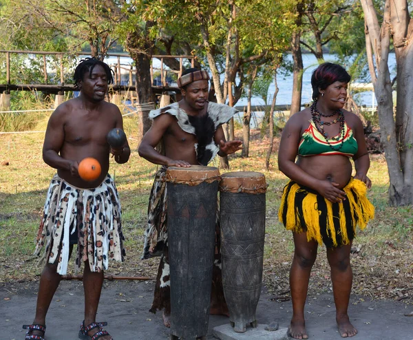 Victoria Falls Zimbabwe 16 Ekim: 16 Ekim 2014 tarihinde Victoria Falls Zimbabwe 'de Ndebele kabilesinden bir sokak dansçısı. Kuzey Ndebele halkı mendebele, Güney Afrika' da yer alan bir Bantu ulusu ve etnik gruptur.