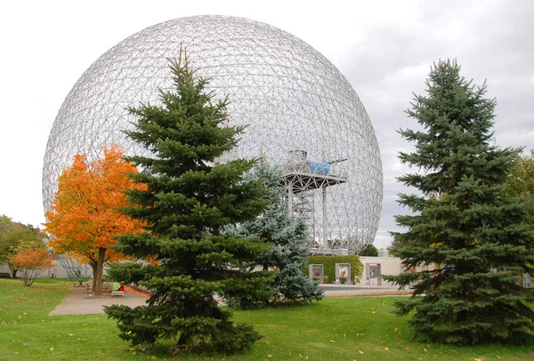 In fall the geodesic dome called Montreal Biosphere. This museum dedicated to water and the environment and It\'s located at Parc Jean-Drapeau.