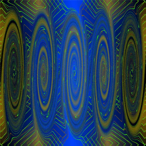Zielony Niebieski Psychodeliczny Spiralny Wzór Fraktalny Tło — Zdjęcie stockowe