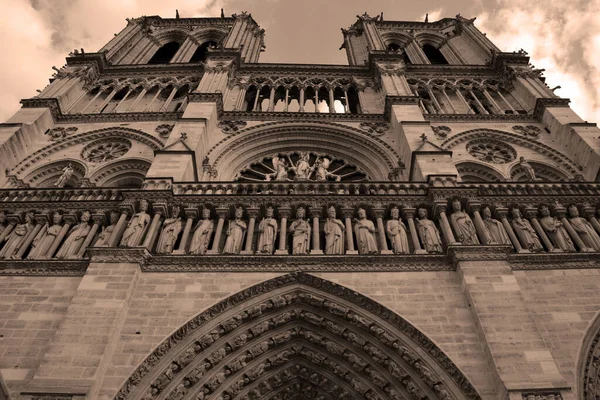 Fachada Catedral Notre Dame Paris França — Fotografia de Stock