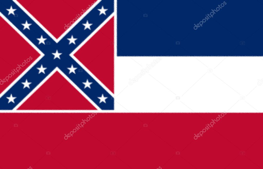 Vector flag of Mississippi. State symbol of Mississippi.