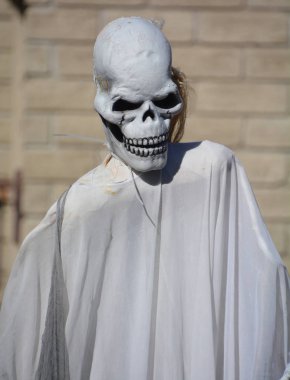 BROMONT QUEBEC CANADA 10 23: 17 Cadılar Bayramı bostan korkuluğu veya saman adam insan şeklinde bir yem veya manken.