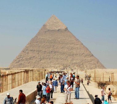 CAIRO EGYPT 11 22 10:  Great Pyramid of Giza also known as the Pyramid of Khufu or the Pyramid of Cheops is the oldest and largest of the three pyramids in the Giza pyramid 