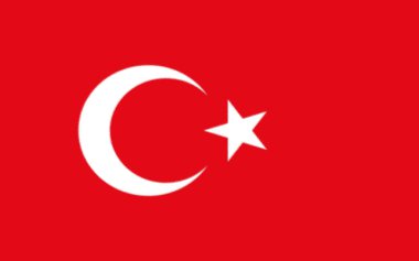 Resmi renkleri ve görünüm oranı 2: 3 olan Türkiye bayrağı. Düz vektör illüstrasyonu.