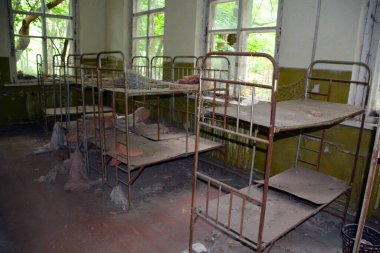 PRİPYAT CHERNOBYL UKRAINE 09 03: 17: Hayalet Şehir Pripyat 'taki Okul Çernobil kazasının Yasak Bölgesi tarihteki en feci nükleer santral kazasının enerjisine hakim