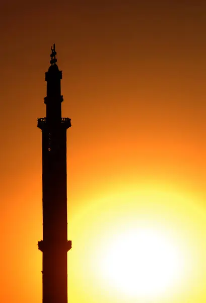 Silhueta Minarete Longo Rio Nilo Egito — Fotografia de Stock