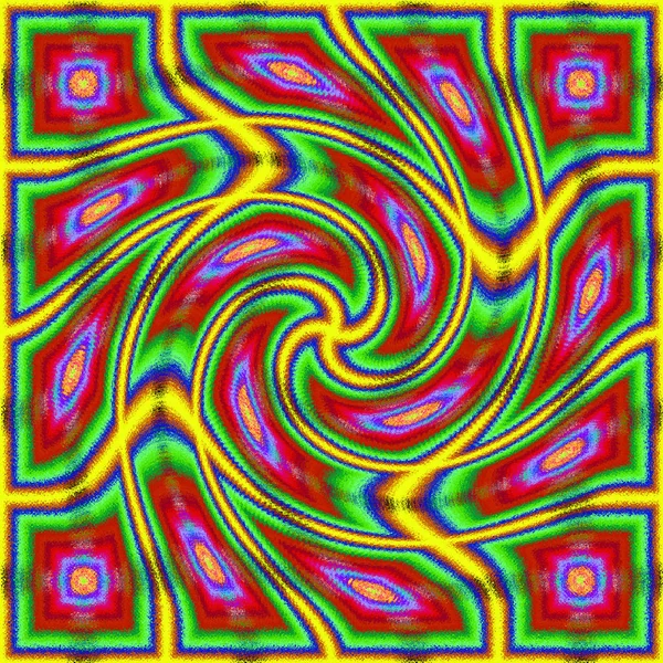 Grön Och Röd Sömlös Färgglad Psykedelisk Spiral Fraktal Mönster Bakgrund — Stockfoto