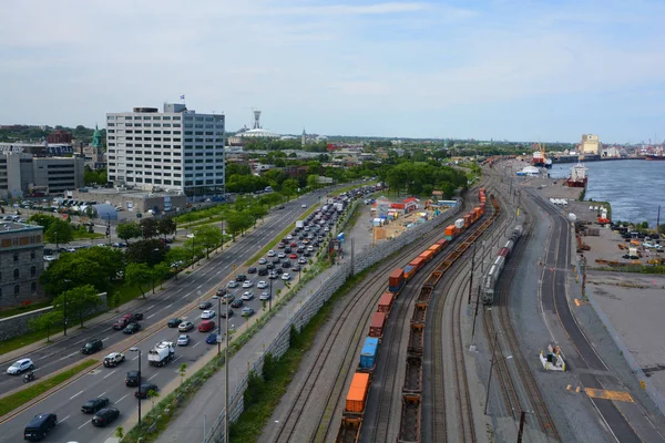 Montreal Quebec Canada Montreal Congestionamento Tráfego Notre Dame Rua Motoristas — Fotografia de Stock