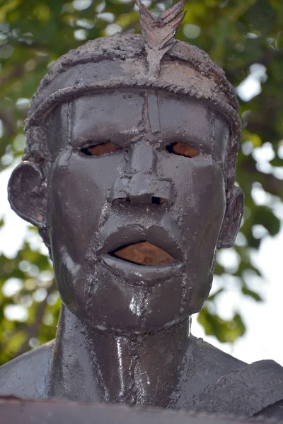 Victoria Falls Zimbabwe Oct 2014 Ndebele Guerrero Estatua Acero Ndebele — Foto de Stock