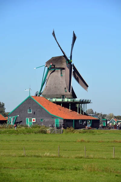 ザーンセ スカンスの風車オランダ 2015 ザーンセスカンス ザーンスタット オランダでの自治体のザーンダムの近所です それは保存状態の良い歴史的な風車のコレクション — ストック写真