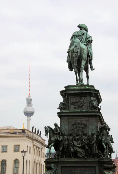 Berlin Germany 2010 Estátua Equestre Frederico Magno Escultura Bronze Que — Fotografia de Stock