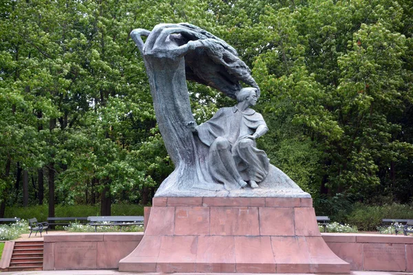 Warsaw Poland Monumento Fryderyk Chopin Frederic Chopin Lazienki Park Royal — Fotografia de Stock