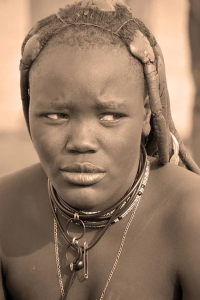 Swakopmund Namibia Outubro 2014 Mulher Não Identificada Tribo Himba Himba — Fotografia de Stock