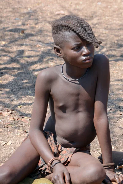 Otjikandero Namibia 2014 Tanımlanamayan Çocuk Himba Kabilesi Otjikandero Himba Yetim — Stok fotoğraf