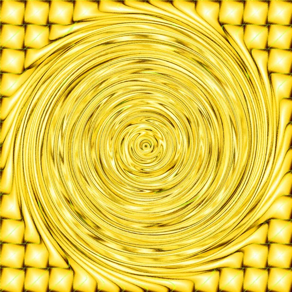 Amarelo Psicodélico Espiral Fractal Fundo Padrão — Fotografia de Stock