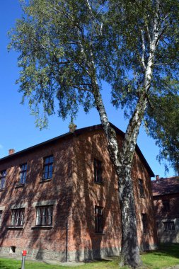 AUSCHWitz BIRKENAU POLAND 09 17: Auschwitz I toplama kampı, Polonya 'da Üçüncü Reich tarafından kurulan ve yönetilen bir Alman Nazi toplama kampı ve imha kampı ağı..