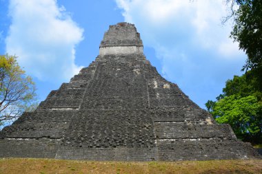 TIKAL, GUATEMALA MAYIS 03 2016: Guatemala Tikal Ulusal Parkı 'ndaki Kolomb öncesi Maya uygarlığının arkeolojik alanı 1979' dan beri UNESCO Dünya Mirası Alanı 'dır.