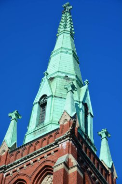 HELSINKI FINLAND 26 SEPTEMBER 2105: St. John 's Church (Johanneksenkirkko) Punavuori' de bulunmaktadır. Neogotik tarzın temsilcisi olarak Finlandiya 'nın en büyük taş kilisesidir..