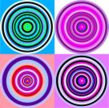 Şekerleme renklerinde daireleri olan bulanık piksel renksiz desen