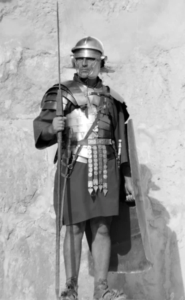 Jerash Listopadu Jordánci Oblékají Římského Vojáka Během Rekonstrukce Římské Armády — Stock fotografie