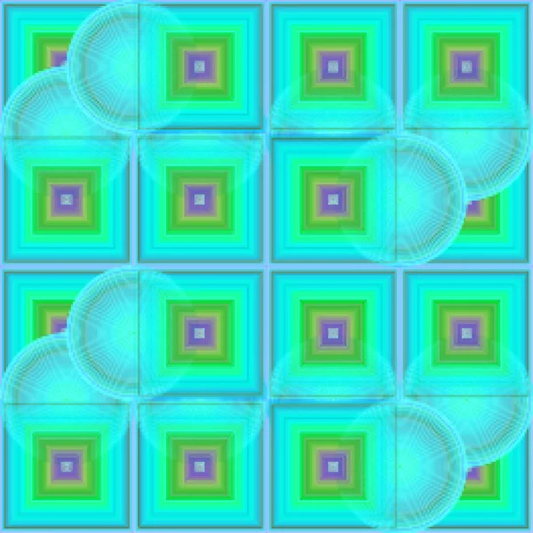 Pixelnahtloses Türkisfarbenes Muster Mit Kreisen Und Quadraten Verwischen — Stockfoto