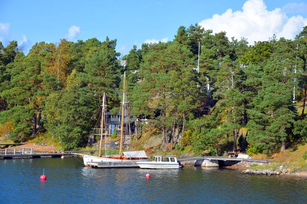 Helsinki Finland September 2015 Pier Harbour Quay Island Está Localizado — Fotografia de Stock