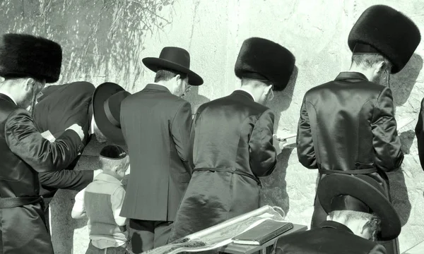 Israello Jerusalem Preghiera Hasidic Ebraica Alla Parete Occidentale Parete Pianto — Foto Stock