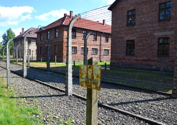 Auschwitz Birkenau Poland Auschwitz Concentration Camp Barracks Network German Nazi — стоковое фото