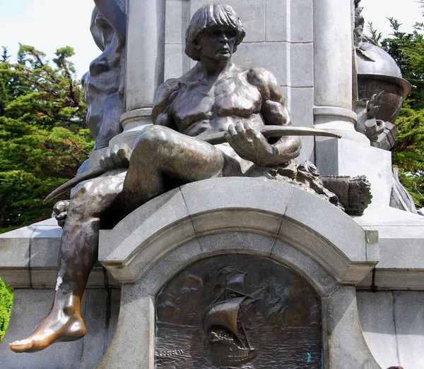 Puntas Arenas Patagonia Chile Nov Estatua Los Indios Fuegueños Debajo — Foto de Stock