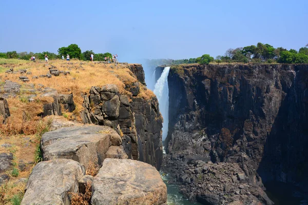 Victoria Falls Mosi Tunya Tokaleya Tonga Smoke Thunders Una Cascada — Foto de Stock