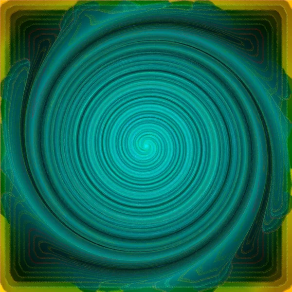 Verde Turquesa Psicodélico Espiral Fractal Fundo Padrão — Fotografia de Stock