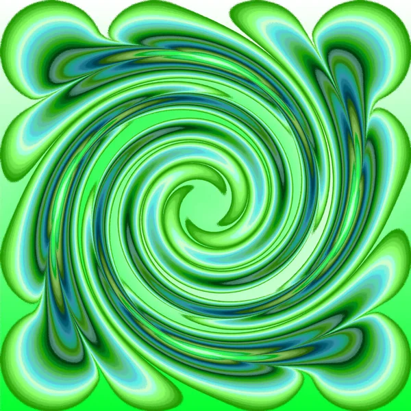 Yeşil Turkuaz Saykodelik Spiral Fraktal Model Arkaplan — Stok fotoğraf