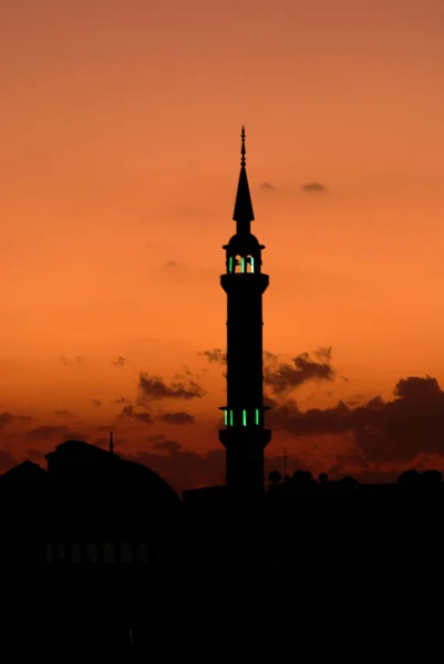 Silhouette Una Moschea Amman Jordan — Foto Stock