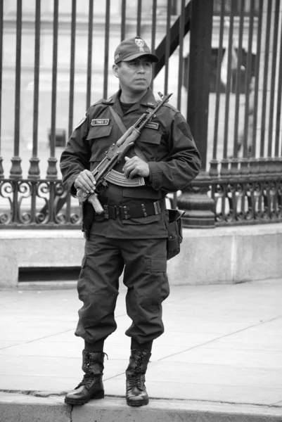Lima Peru Nov 2009 Police Front Government Palace Plaza Armas — 图库照片