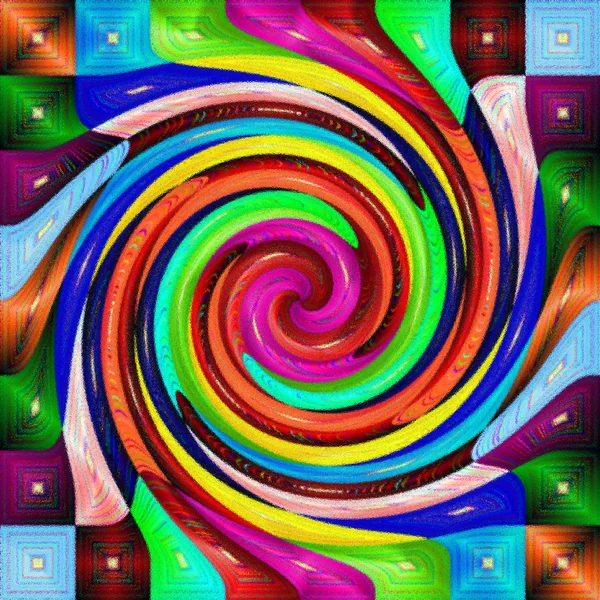 Kolorowy Psychodeliczny Spiralny Wzór Fraktalny Tło — Zdjęcie stockowe