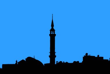 Amman Jordan 'da bir caminin silueti