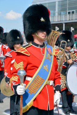 Montreal Kanada Eylül 02: Asker Royal Parade 22 alay ve halk dilinde Van Doos Eylül tarihinde Kanada Ordusu Piyade Alay olduğunu. 02 2014 yılında Montreal Quebec Kanada 