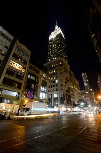 Visão Noturna Cidade Manhattan Nova Iorque — Fotografia de Stock