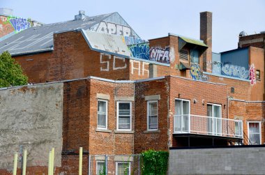 Montreal CANADA 15 Eylül 2013 'te Montreal Sokak Sanatı, Montreal Kanada. Montreal. Arka sokaklarda ve terk edilmiş alanlarda temiz hava ve sokak sanatı aramak için mükemmel bir yer.. 